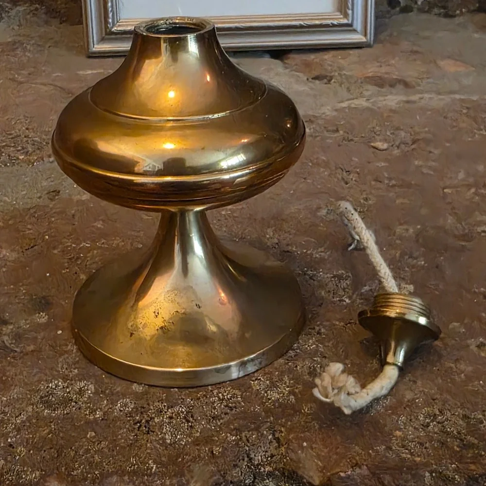 Vintage GATCO Solid Brass Oil Lamp Pedestal Base India Gold Tone Hollywood